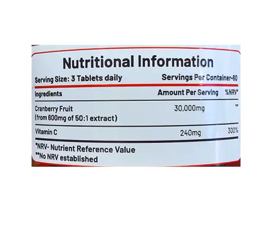 Click Here To Enlarge This Photo Of Prowise Healthcare Triple Strength Cranberry with Vitamin C (180 Vegan Tablets), 123g