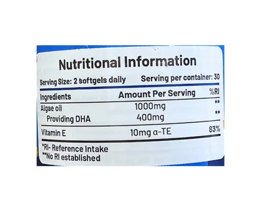 Click Here To Enlarge This Photo Of Prowise Healthcare Vegan Omega-3 DHA - Algae Oil with Vitamin E (60 Softgels), 30g