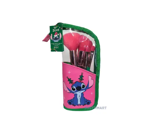 Click Here To Enlarge This Photo Of Mad Beauty Disney Stitchmas Cosmetic Brush & Bag Set