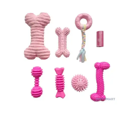 Click Here To Enlarge This Photo Of 8 pcs Puppy Toy Set (Pink)