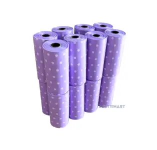 Printed Dog Poop Bags Set (240pcs) - Purple