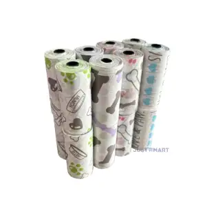 Printed Dog Poop Bags Set (240pcs) - White