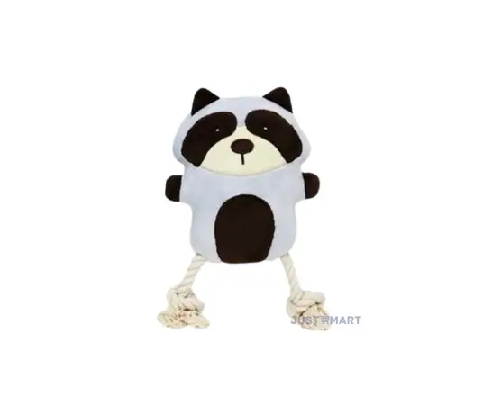 Click Here To Enlarge This Photo Of Soft Plush Toy with Squeaker and Rope - Brown Raccoon