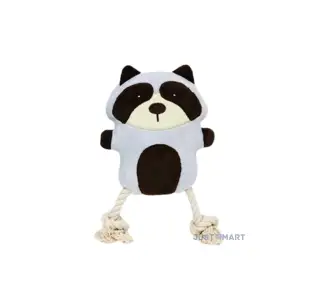 Soft Plush Toy with Squeaker and Rope - Brown Raccoon