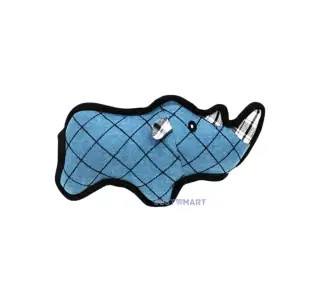 Canvas Plush Toy with Squeaker - Rhino (Blue)