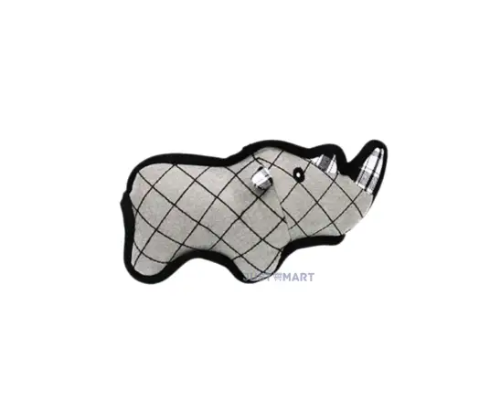 Click Here To Enlarge This Photo Of Canvas Plush Toy with Squeaker - Rhino (Grey)