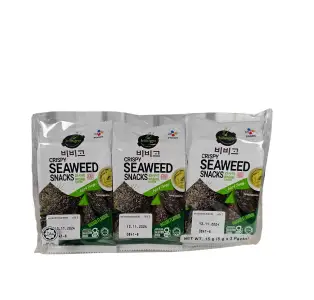 CJ Bibigo Crispy seaweed In Tray (Wasabi Flavour), 15g (3 x 5g)