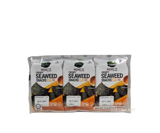 Click Here To Enlarge This Photo Of CJ Bibigo Crispy Seaweed In Tray (Sesame Flavour), 15g (3 x 5g)