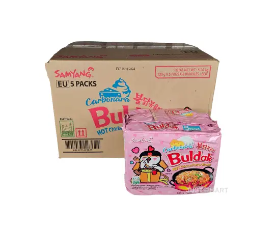 Click Here To Enlarge This Photo Of Samyang Carbo Hot Chicken Flavour Ramen - HALAL, 8 x (5 Packs of 130g)