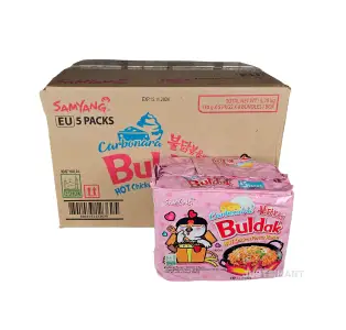 Samyang Carbo Hot Chicken Flavour Ramen - HALAL, 8 x (5 Packs of 130g)