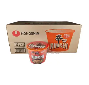 Nongshim Big Bowl Noodle Kimchi, 16 x 112g