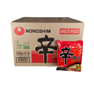 Nongshim Shin Ramyun - HALAL, 8 x (5 Packs of 120g)