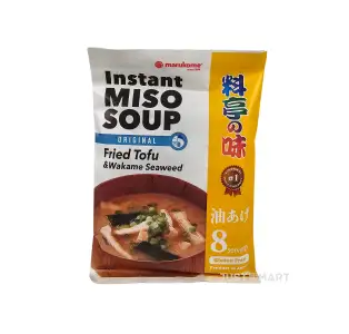 Marukome Instant Miso Soup (Ryotei No Aji) - Fried Tofu & Wakame Seaweed (Aburaage) , 153g (8 servings)