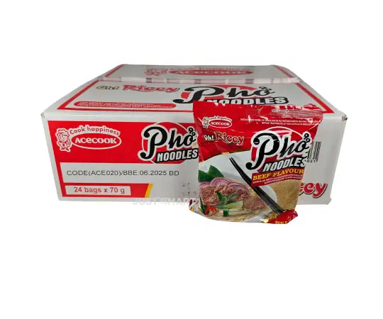 Click Here To Enlarge This Photo Of Acecook Oh! Ricey Rice Pho Noodles Beef Flavour, 24 x 70g