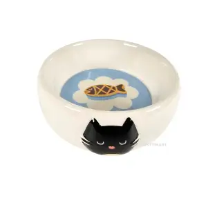 Feline Fine Cat Ceramic Pet Food Water Bowl