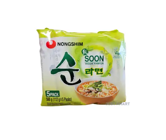 Click Here To Enlarge This Photo Of Nongshim Soon Veggie Ramyun Noodles - HALAL, 5 x 112g