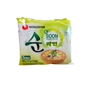 Nongshim Soon Veggie Ramyun Noodles - HALAL, 5 x 112g