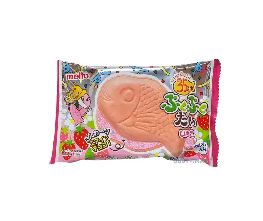 Click Here To Enlarge This Photo Of Meito Puku Puku Tai Choco Monaka (Fish Shape Strawberry), 16.5g